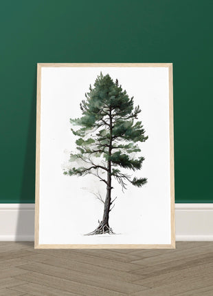 Minimalist serene pine tree poster