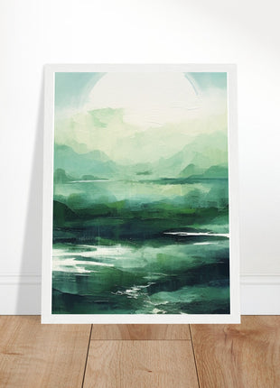 Green abstract sunrise landscape poster (part 2 of 3)