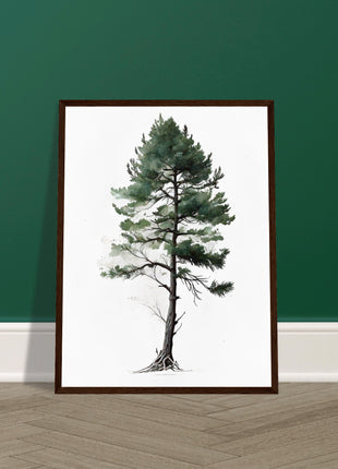 Minimalist serene pine tree poster