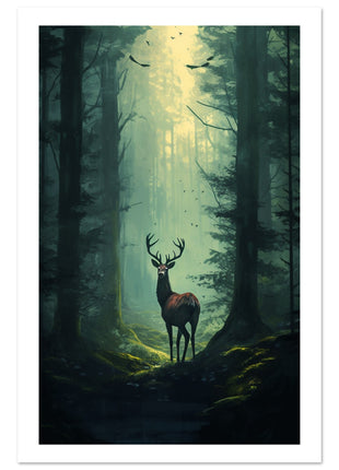 Deer in the woods poster