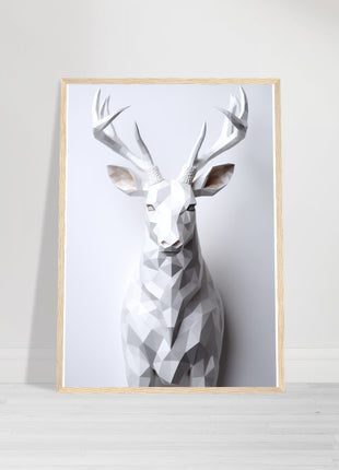 Geometric 3D deer poster