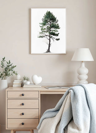 Minimalist serene pine tree poster