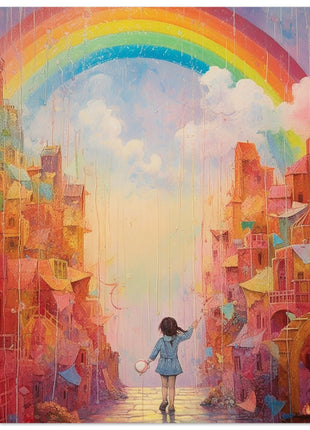 Rainbow city kids room poster