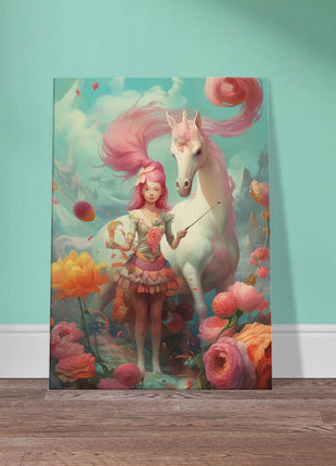 Fille avec son affiche licorne