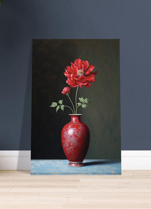 Red flower in vase poster