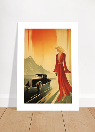 Retro-Dame und Auto-Poster