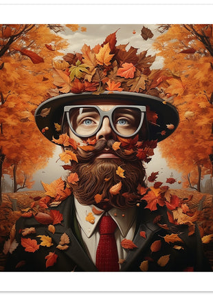 Man and leaves - Fall poster