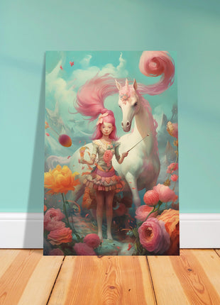 Póster Niña con su unicornio.