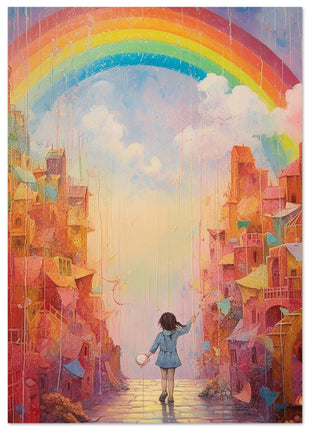 Rainbow city kids room poster