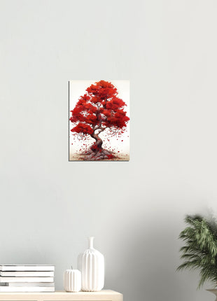 Red tree drawing poster