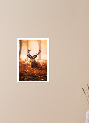 Cerf en bois d'automne Poster