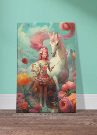 Póster Niña con su unicornio.