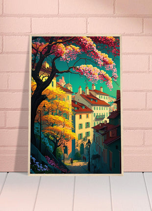 Colorful Town In Spring Poster