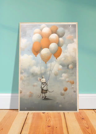 Mouse with balloons kids room poster