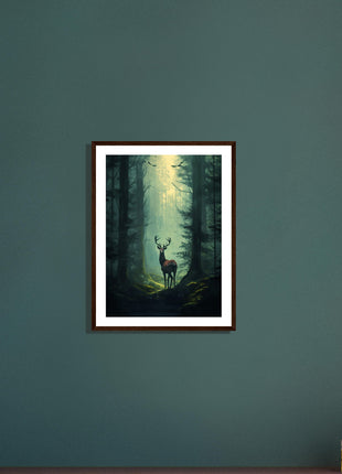 Deer in the woods poster