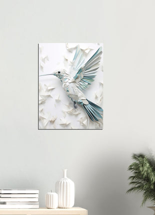 Geometric hummingbird poster