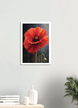 Poppy in the rain poster