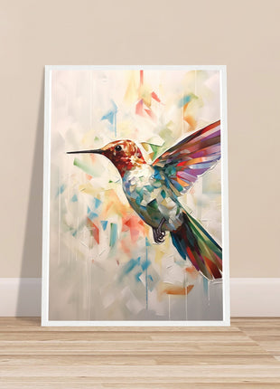 Geometric hummingbird poster