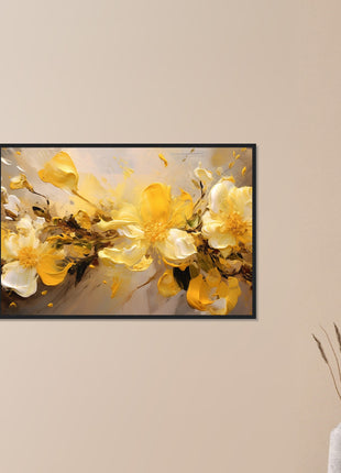 Golden Floral Elegance – Abstract Flower Art Print