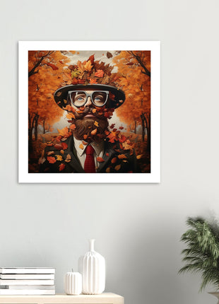 Man and leaves - Fall poster