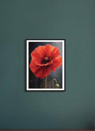 Poppy in the rain poster