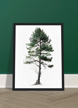 Minimalist serene pine tree poster