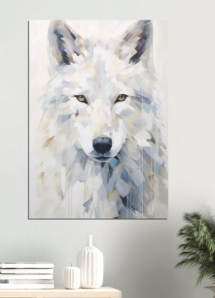 Witte wolfposter met geometrische vormen