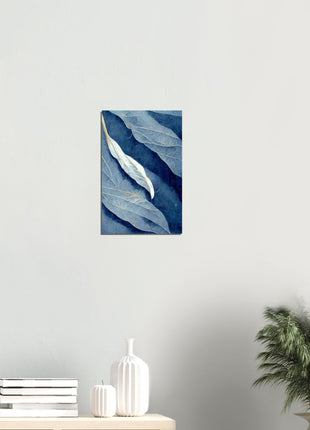 Blue abstract leafs poster