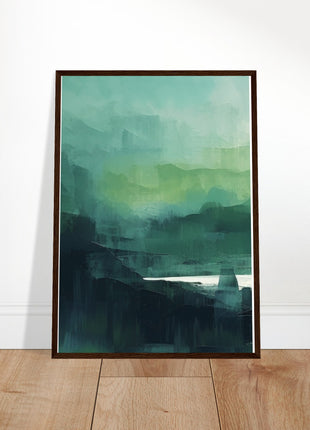 Green abstract sunrise landscape poster (part 1 of 3)