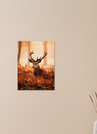 Deer in fall woods poster