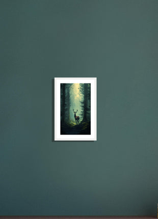 Deer in the woods poster