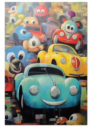 Cartel de coches divertidos para niños.