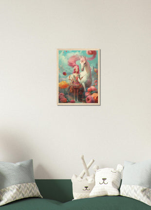 Fille avec son affiche licorne