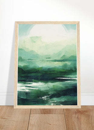 Green abstract sunrise landscape poster (part 2 of 3)