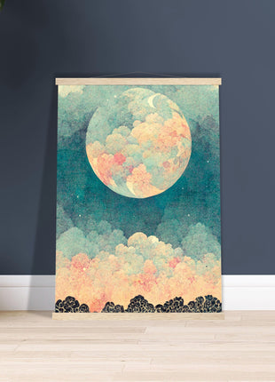 Moon with orange hue poster