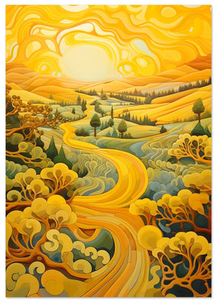 Golden Sunset Landscape Poster