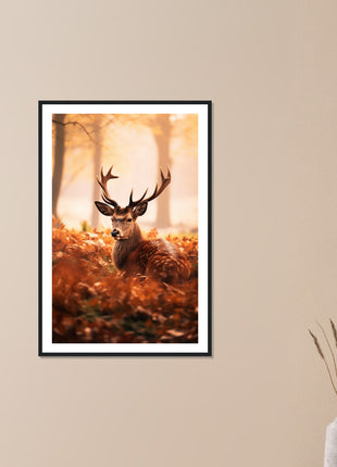 Deer in fall woods poster