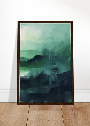 Green abstract sunrise landscape poster (part 3 of 3)