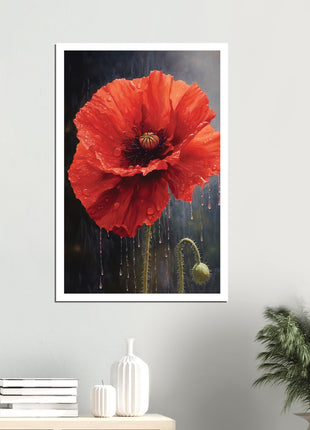 Poppy in the rain poster