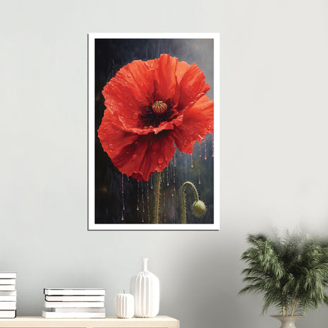 Poppy in the rain poster