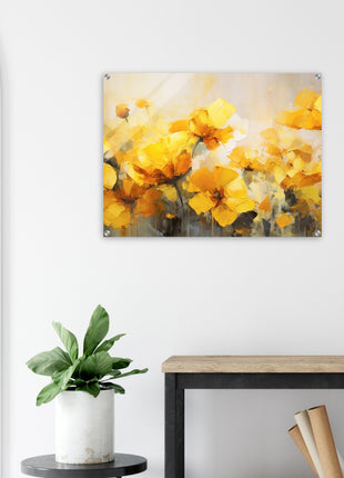 Yellow painted flowers poster