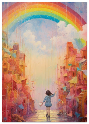 Rainbow city kids room poster