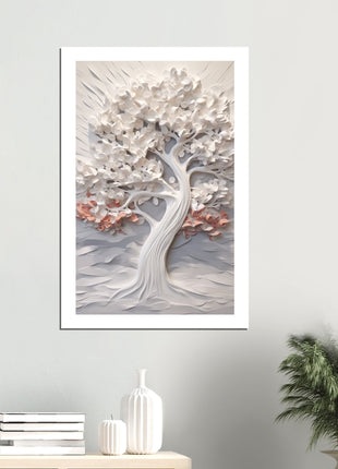 Sculpted Serenity: Majestic 3D White Tree Poster