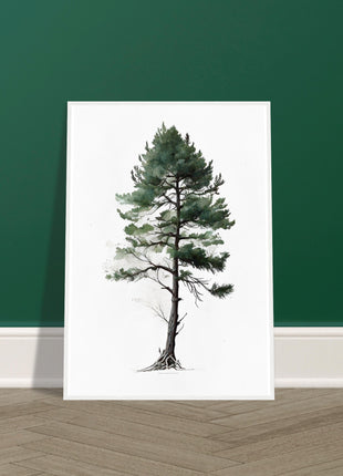 Minimalist serene pine tree poster