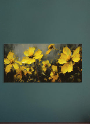 Yellow spring flowers on darker background poster