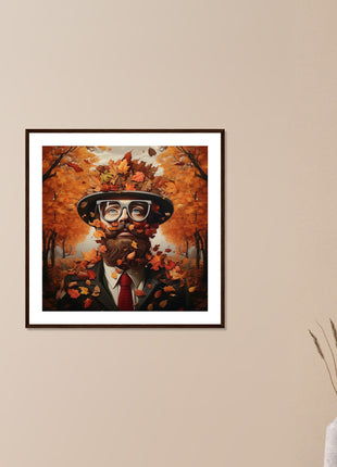 Man and leaves - Fall poster