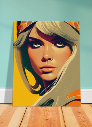 Retro Lady Poster - Yellow Orange Tone