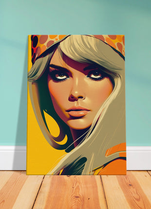 Retro Lady Poster - Yellow Orange Tone