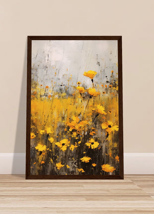 Yellow flower in field painting poster