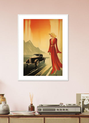 Retro-Dame und Auto-Poster